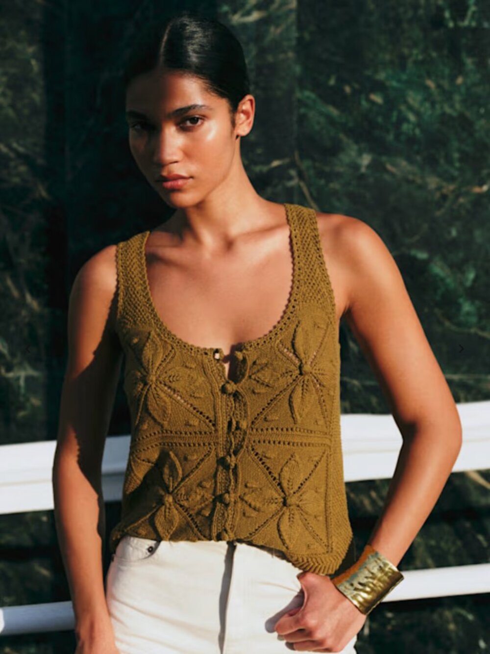 Sezane Joas Top Olive Green - Size M